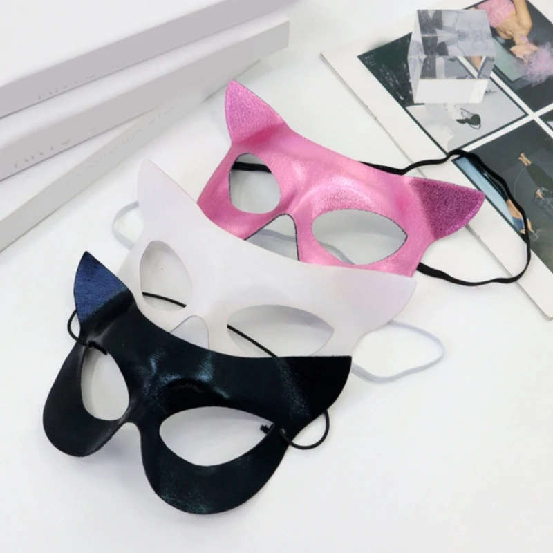 قناع قطط بلاستيكي صديق للبيئة E15F، آمن للحفلات التنكرية واحتفالات الهالوين الأساسية