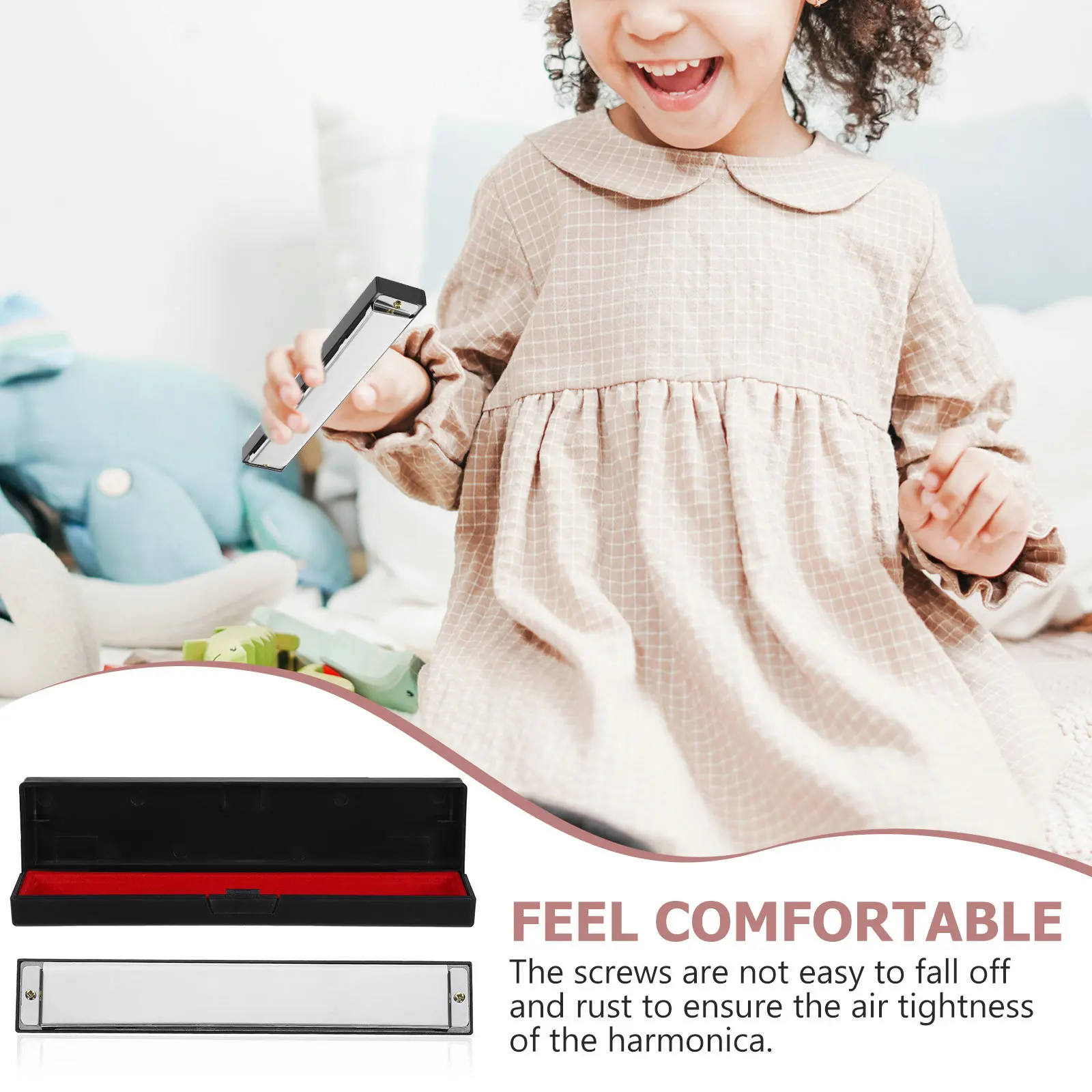 

1 set C-Key Harmonica 10-Hole Premium Student Musical Instrument Durable Waterproof Smooth Tone For Kids Beginners Educational