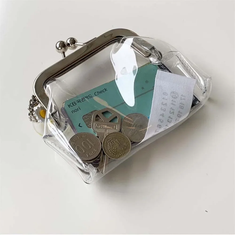 2025 Transparent Coin Purse Lipstick Credit ID Card Iron Mouth Clip Wallet Portable Bus Card Holder Multifunctional Change Purse