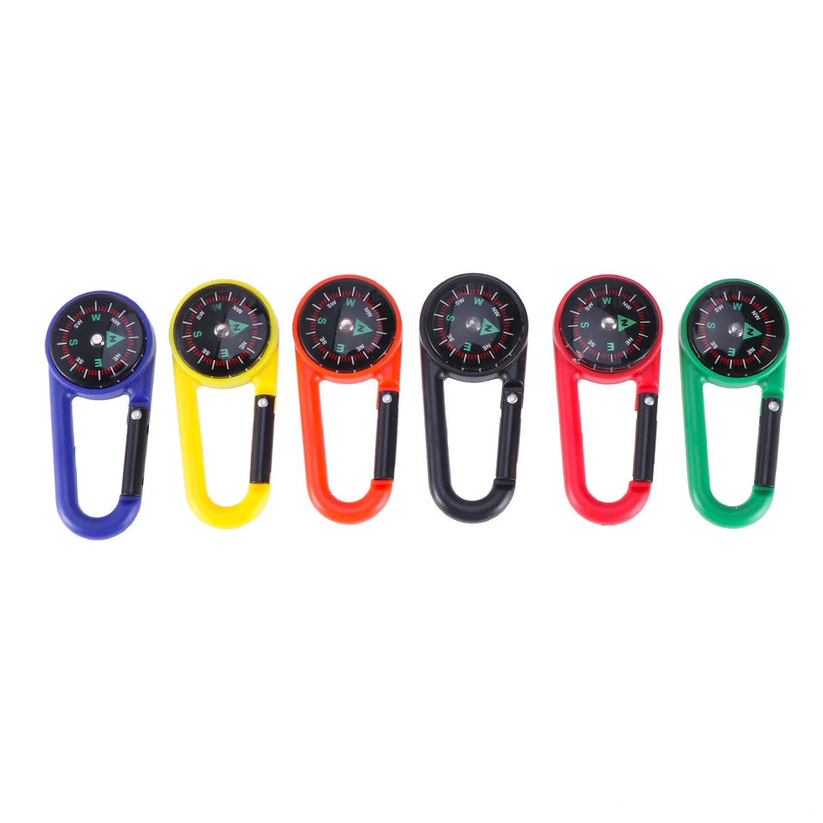 

12pcs Compass Carabiner Clip Six Colors High Quality Plastic Non Toxic Direction Guide Hiking Climbing Camping Fishing Gifts