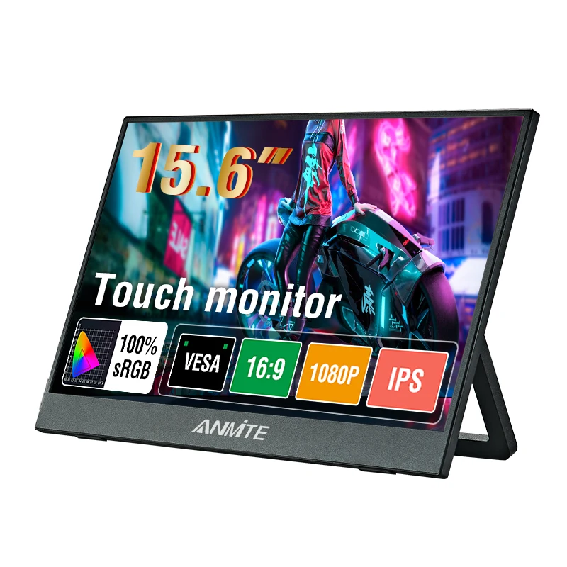 Anmite 15.6-Inch Portable Touch Monitor Non-touch optional 1080P HDR 16:9  For XBox PS4 / 5 Switch Cell Phone PC Loptop Extensio