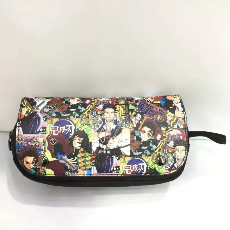 Demon Slayer Pencil Case Double-Layer Large Capacity Storage Tanjiro Kamado Stationery Box Anime Merch Holiday Gift Trendy Toy view 3