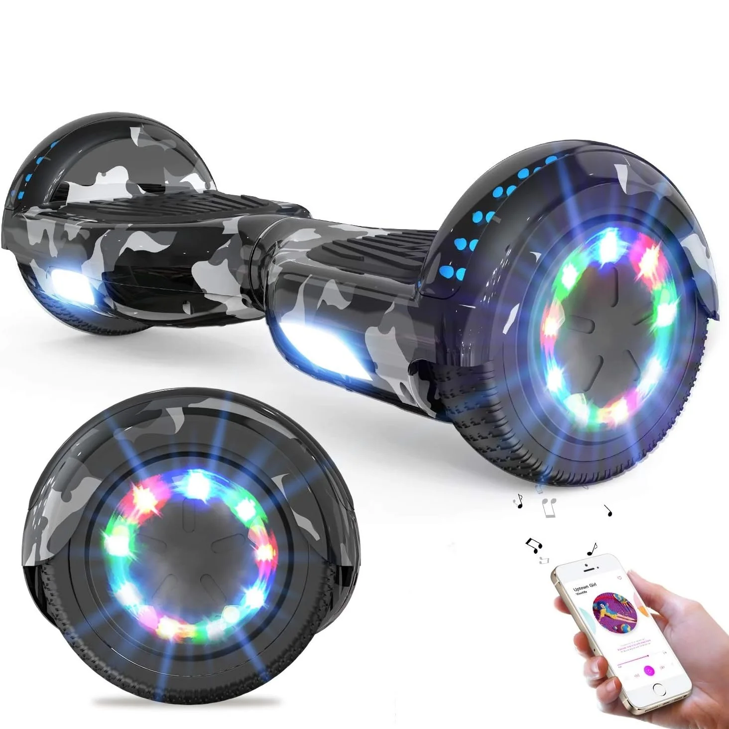 RCB KIDS Hoverboard Tweewielige Zelfbalancerende Scooter 6.5" met Bluetooth Speaker LED Verlichting Rijd-op Speelgoed Cadeau voor Kinderen & Volwassenen