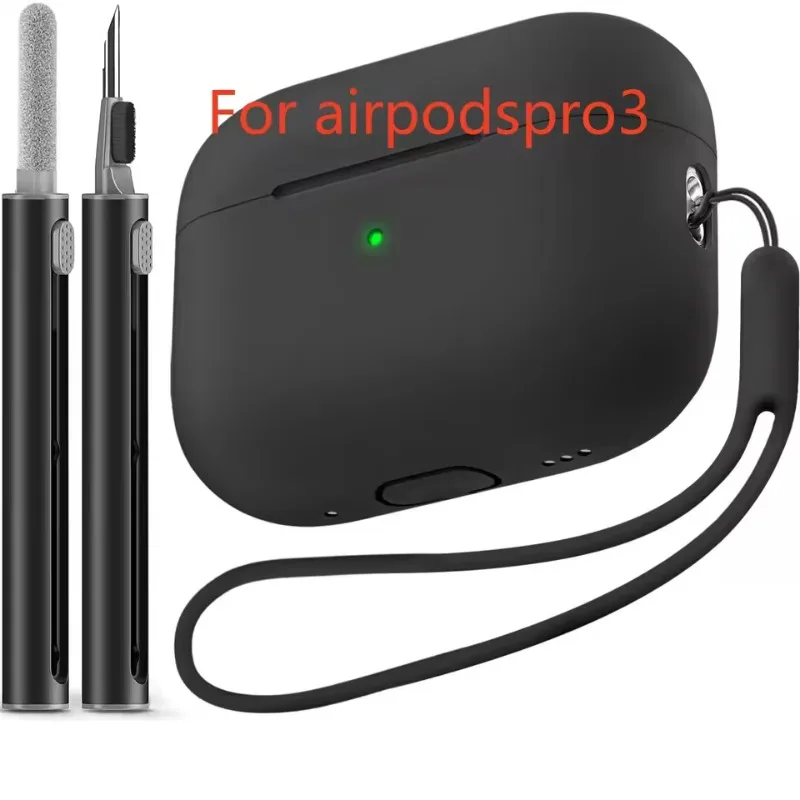 

Slim Silicone Full Protection Case with Wrist Lanyard ，For 2025 Apple AirPods Pro 3, Free Cleaning Kit
