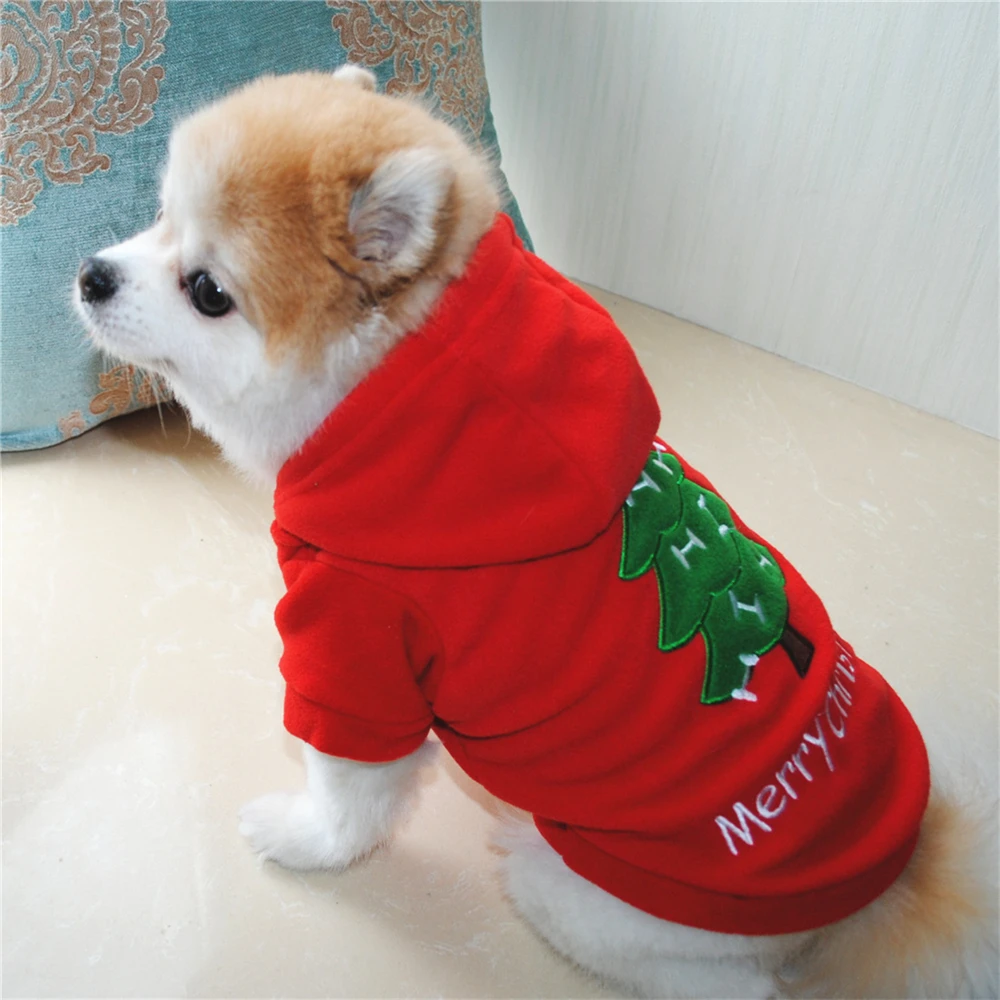 Christmas Hoodies Dog Clothes For Small Dogs Pet Xmas Costumes Fleece Vest Winter Warm Hooded Coat Clothing Cute Puppy Outfit