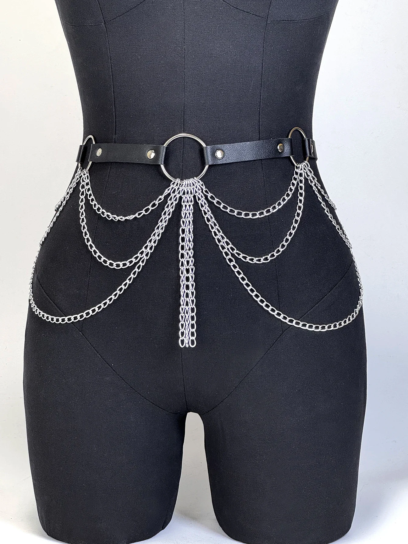 المرأة مثير الجسم سلسلة تسخير بولي Leather الجلود الخصر سلسلة الملحقات قابل للتعديل حزام على شكل سلسلة القوطية الجسم سلسلة مهرجان مجوهرات للبنات