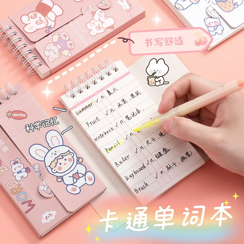 1pcs Pocket English Word Book Cute Cartoon Learn Foreign Words Memo Notebook Coil Student Portable Notepad