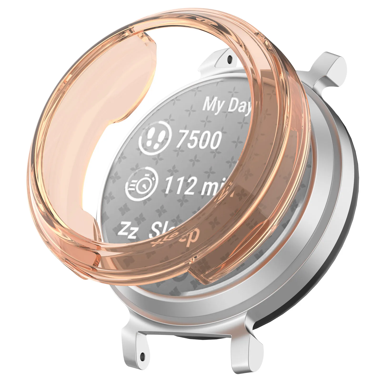 

Для Garmin Lily 2, противоударный чехол из ТПУ с полой рамкой для часов, защитная пленка для умных часов - прозрачный розовый