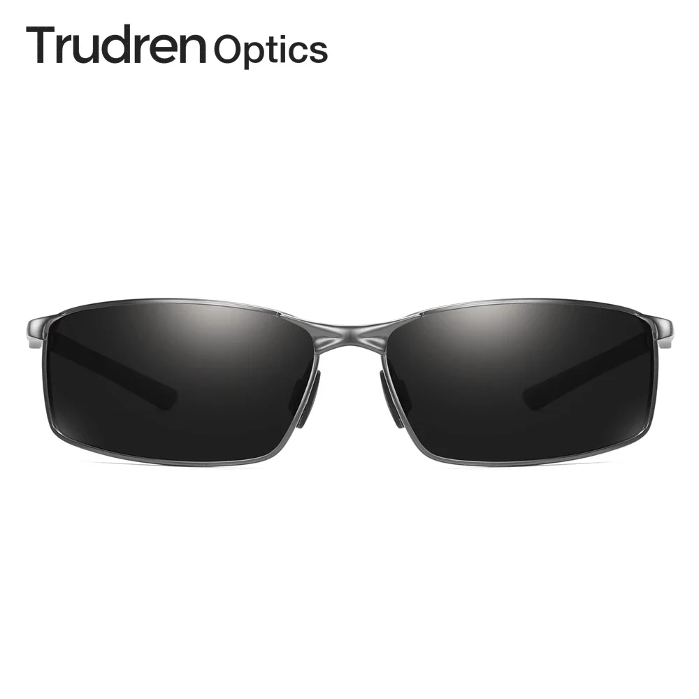 Trudren Men's Sporty Looking Sunglasses for Active Lifestyle Durable Narrow Rectangle Metal Polarized Sunglass Spring Hinge 1551