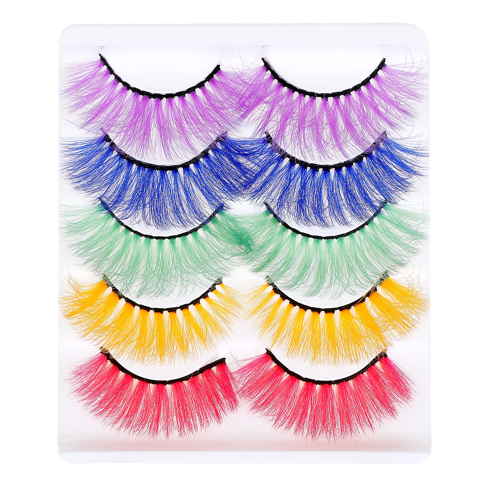 5 Par Kolorowych Sztucznych Rzęs Kreatywne Rzęsy do Cosplay na Halloween Makijaż Żywe Rzęsy do Występów Akcesoria do Oczu