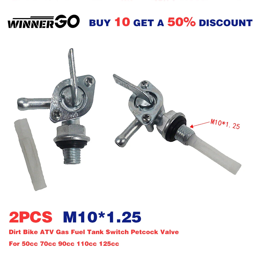 2PCS Gas Tank Fuel Tap Switch 10 mm Fuel Tank Shut-off Valve for 50-160cc Go Kart Pit Dirt Bike Motorcycle 4 Wheeler Quad Bikes