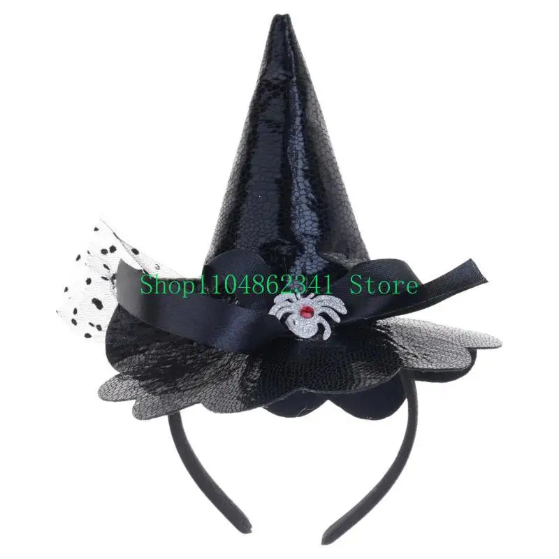 

652F Halloween Headband Scary Witch Hat Hairband Cosplay Props Headdress Festival Clothing Accessories Hairhoop