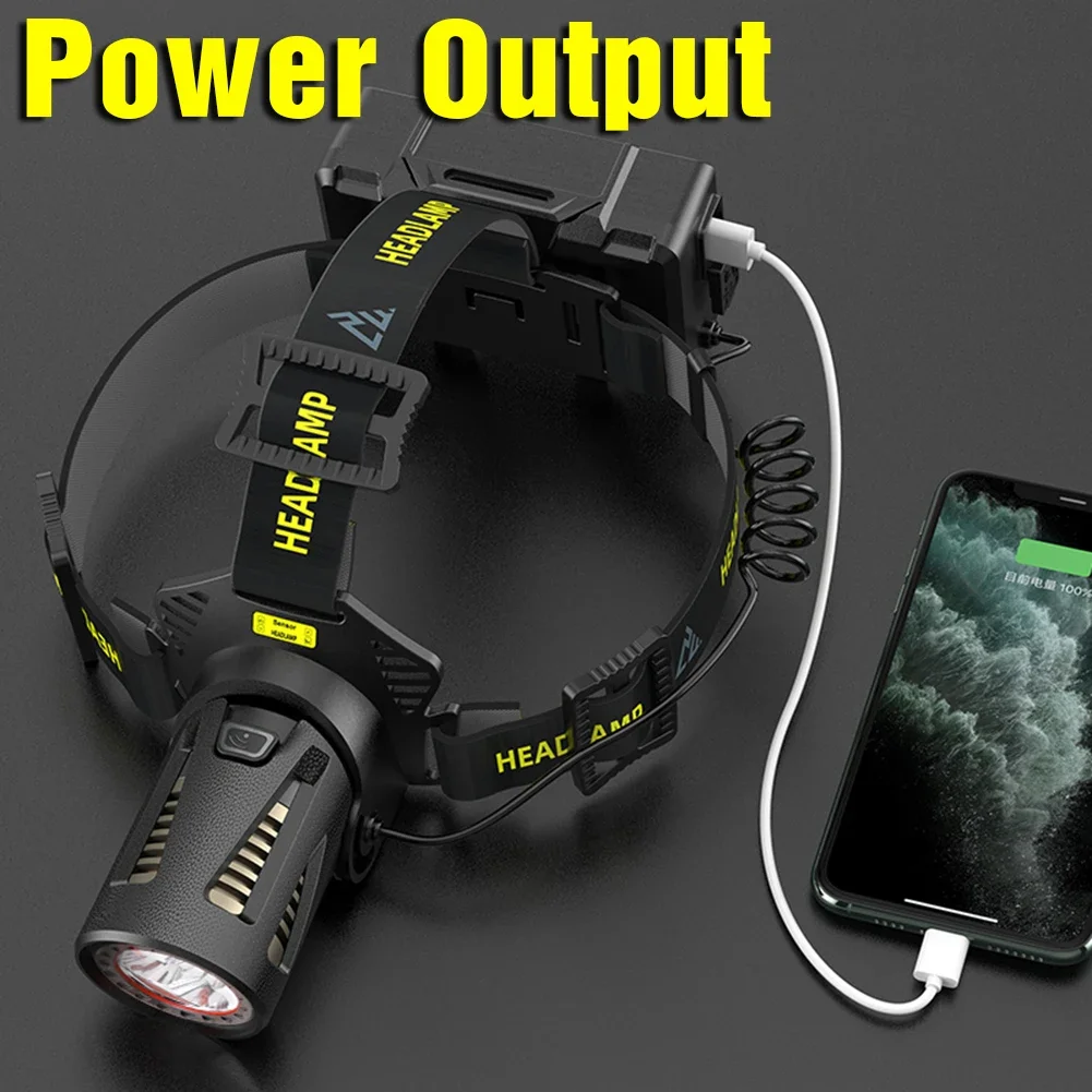 XHP360 LED Headlamp Zoomable Sensor Headlight USB Rechargeable Head Flashlight Outdoor Waterproof Fishing Emergency Power Bank