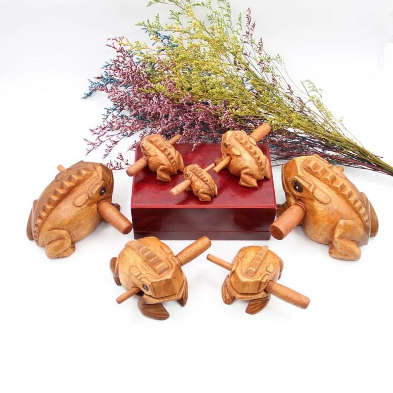 Thai Toad Wooden Carving Craft Gift Creative Decoration Chinese Block Tourism Souvenir Home Sound Wooden Frog