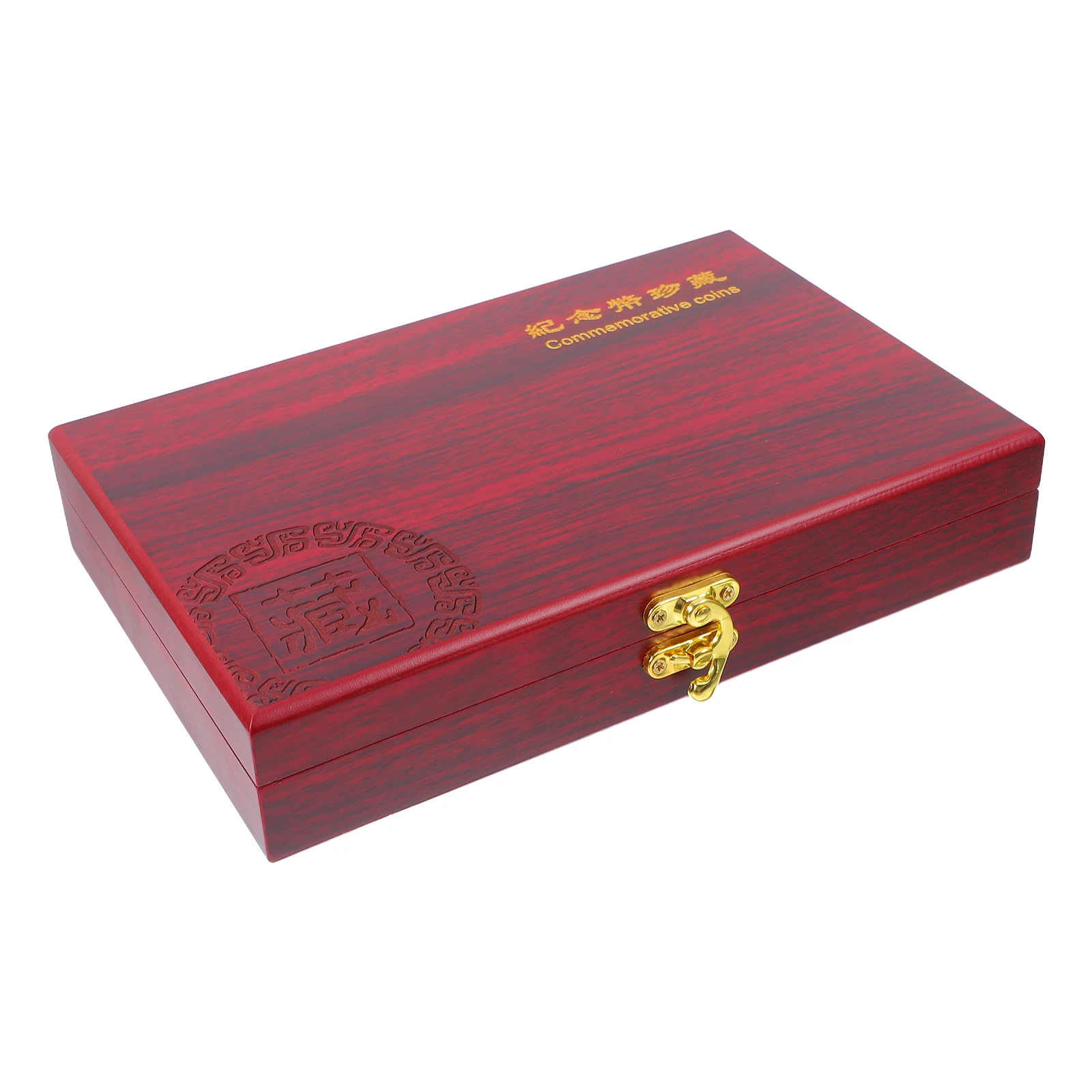

50 Coins Wood Coins Container Box Coin Box Red Wood Color Compact Portable Coin Storage Supplies