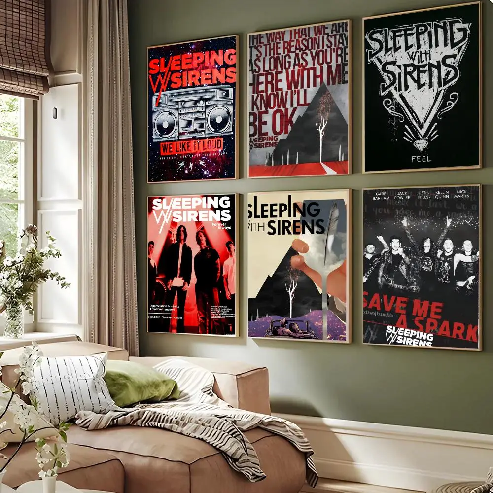 Band S-sleeping With Sirens Poster Self-adhesive Advanced Aesthetic Printing Paper Wall Art For Living Room Home Decor