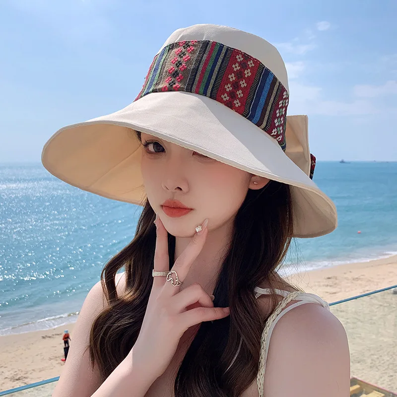 

Шляпа рыбака в этническом стиле Складная Женская весенне-летняя модная дорожная шляпа от солнца для отпуска