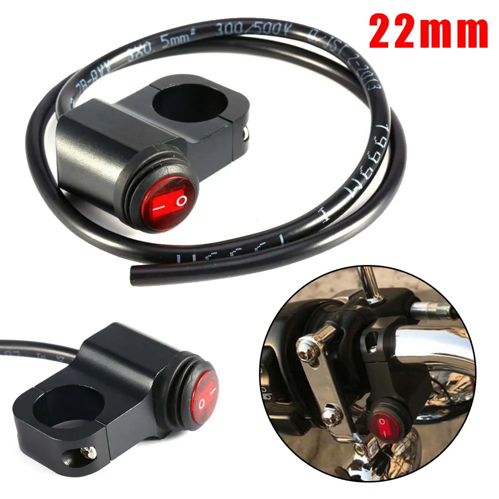 22mm Motorcycle Handlebar Switch 12V Aluminum Quad ATV Bike Bicycle Handlebar LED Switch Rocker Button