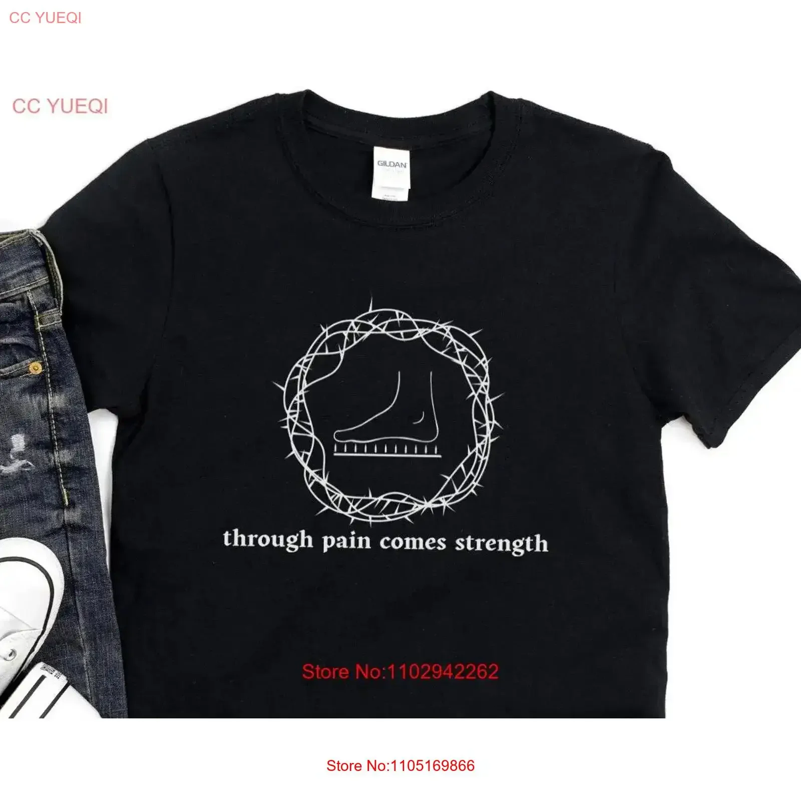 T Shirt Through Pain comes strength Motivational tee for Sadhu board lovers wisdom on vintage Washed Slightly Comfortable