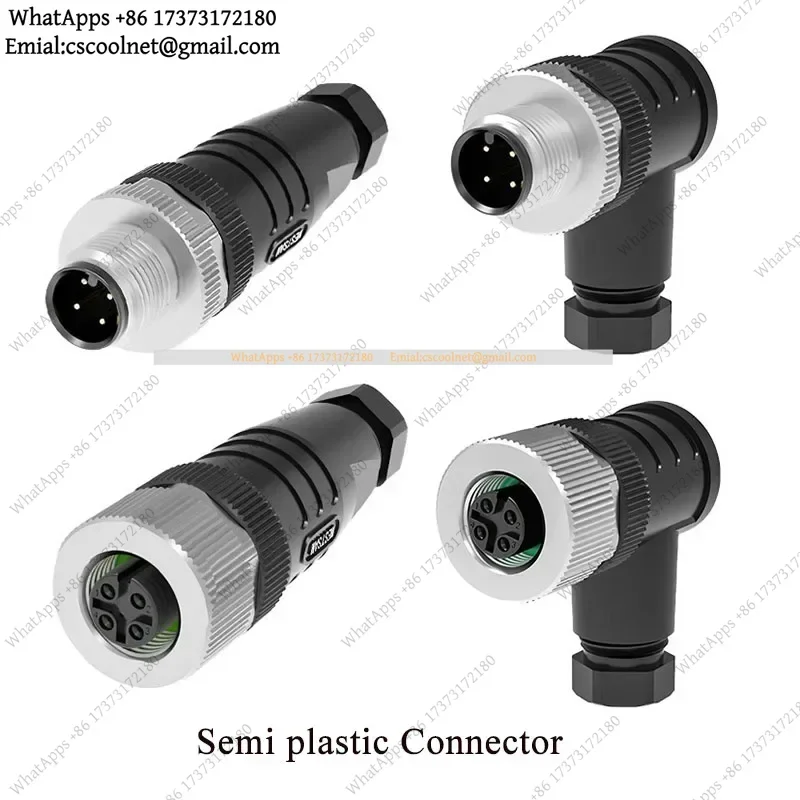 JS01 M12 A-Code 4 5 8 12 17 Pin Aviation Plug PG7 9 11 Connector Assembly Screw Pressure Line Joint Male Female Waterproof IP67