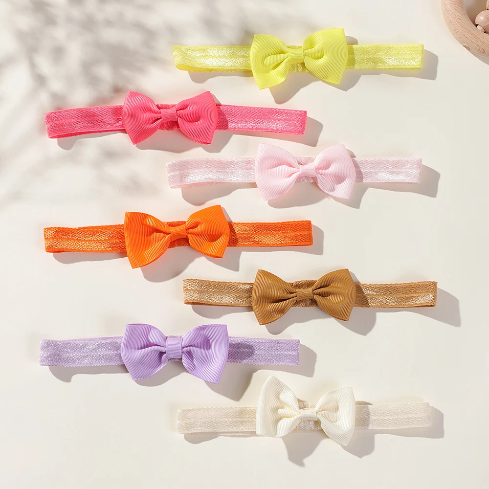 Elastic Hair Bands For Baby Girls Solid Color Headwear Grograin Ribbon Bowknot Headband Infant Kid Hair Accessories 2024