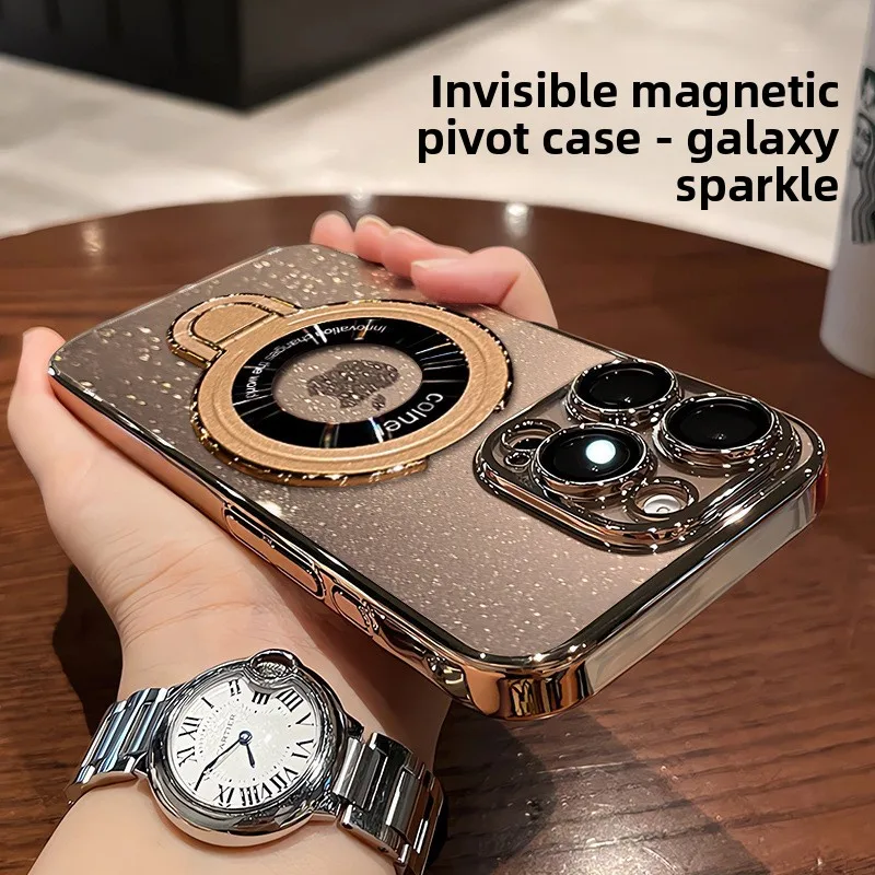 

Glitter Electroplated Frame Clear Protective Case for IPhone 16/15 Pro Max Plus Shock-Absorbing Edge Design MagSafe Compatible
