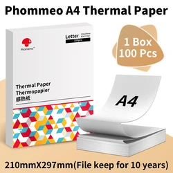 Phomemo A4 Thermal Paper M08F M832 M834 M835 Printer Quick-dry Continuous Thermal Paper Documents Study Notes 2/3/4 Rolls