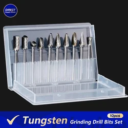 10pcs Tungsten Carbide Drill Bits For Metal Burr Tungstenio Burs Cnc Milling Cutter Dremel Mini Cone Drill Set Ferramentas