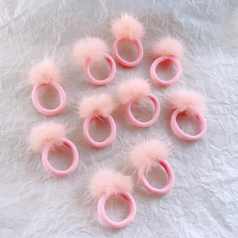 Pompom Elastic Hair Ties Flurry Ball Ponytail Holder Head Rope Faux Rabbit Fur Hair Accessories