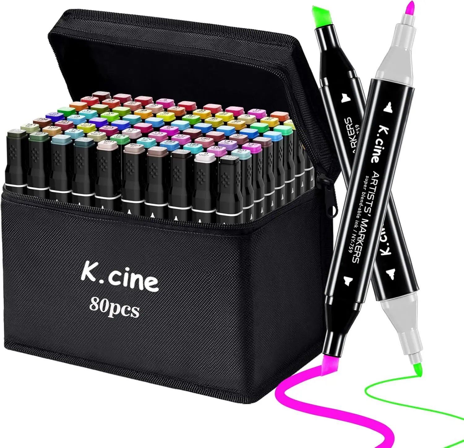

80 Alcohol Markers for Adult Coloring Books, Dual Brush Tip Fine and Chisel Art Markers for Sketching Card Making