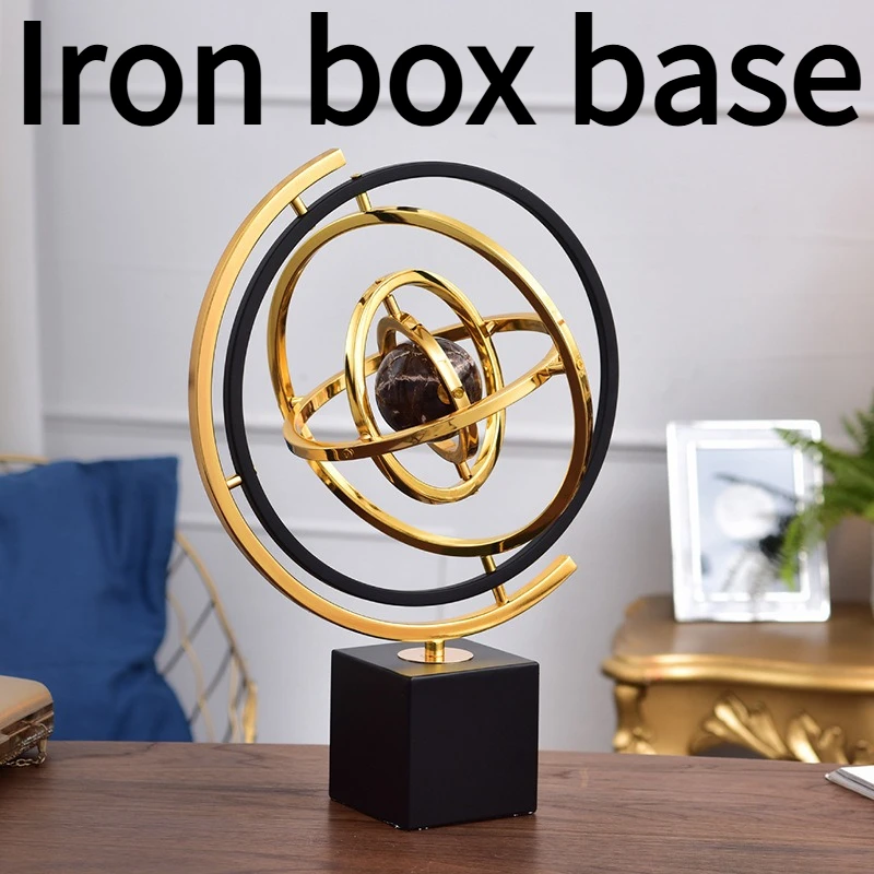European Style Metal Rotating Globe Decoration for Living Rooms Niche High-end Desktop Decoration Ornaments