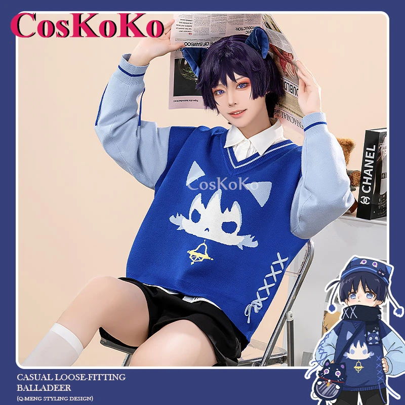 CosKoKo Scaramouche/Wanderer Cosplay Genshin Impact Costume Peripheral Product Fashion College Style Sweater Daily Wear Outfit