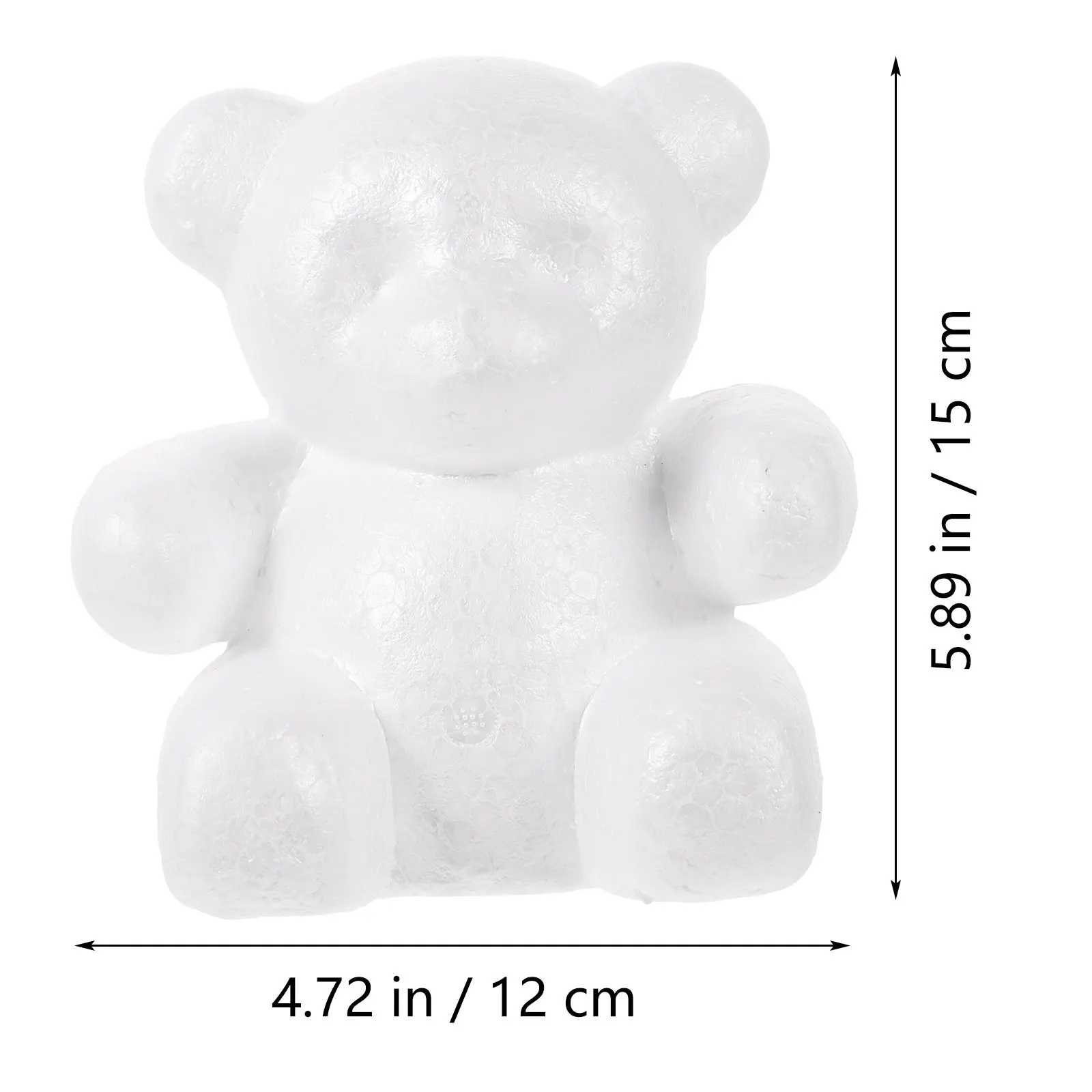 4Pcs White Foam Bear Shape Sculptures 15Cm Height 10Cm Base DIY Craft Balls for Painting Decorating Flower Arranging Festive view 2