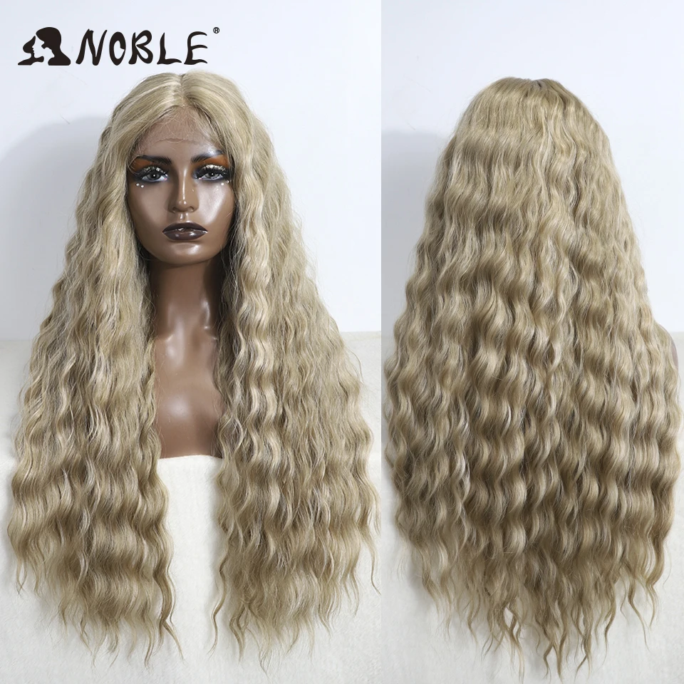 Noble Cosplay Synthetic Lace Front Wig Long Wavy Lace Part Body Wavy Lace Front Wig For Women Lace Front Wig Ombre Blonde  Wig