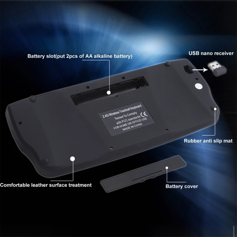 

2.4G Wireless Keyboard with Trackball Mouse 2 in 1 Function Support Backlits Q1JF