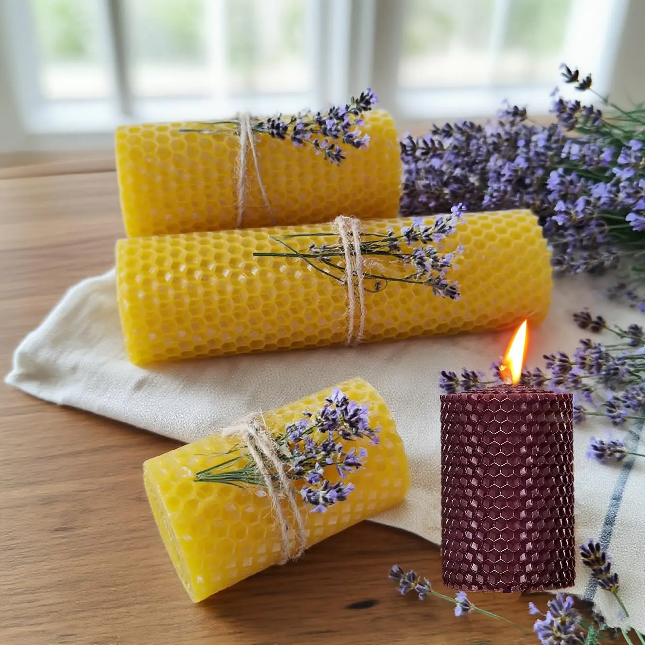 2Pcs Lavender Scented Beeswax Pillar Candles Gift Set. Perfect for rituals, Home Decor, Parties, and Festive Gifting. Ideal Presents for Valentine’s Day, Mother’s Day, and Cherry Blossom Season.