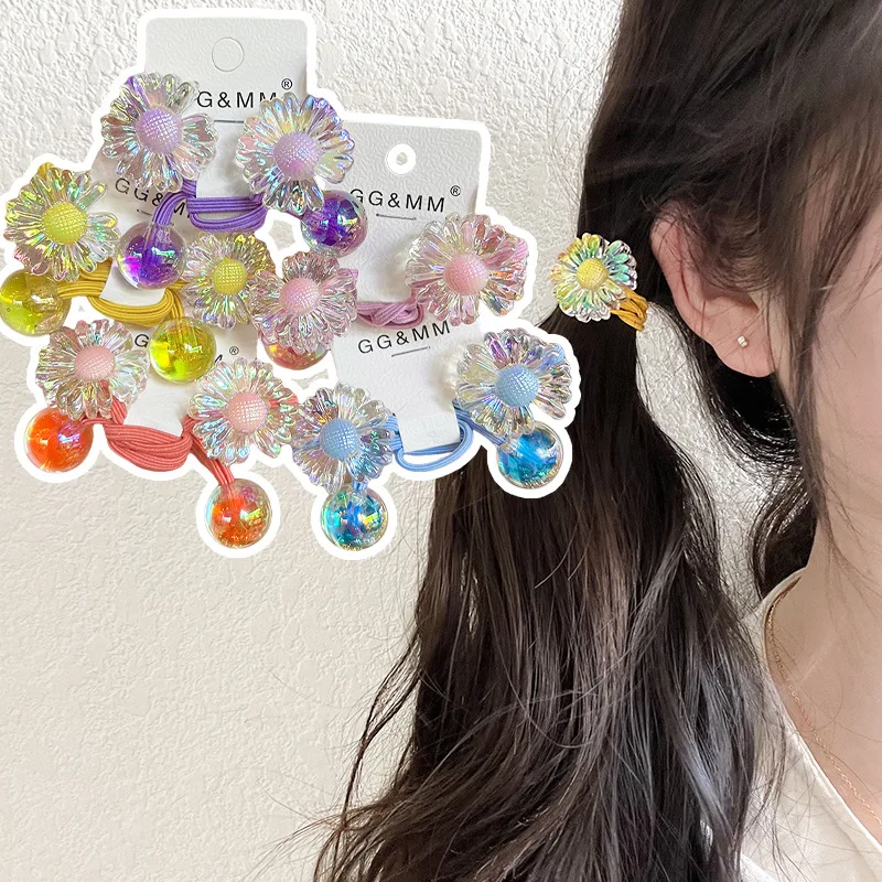 Hair Tie Premium Elastic High Stretch Colorful Daisy Soft Comfortable Durable Korean Style Kids   Decorative Everyday Accessory