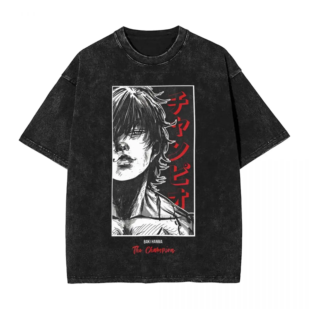 Baki The Grappler Kyokudai Taikai Grafische Washed T Shirts Hip Hop Baki Hanma Tees for Men Women 100% Cotton Graphic Printed