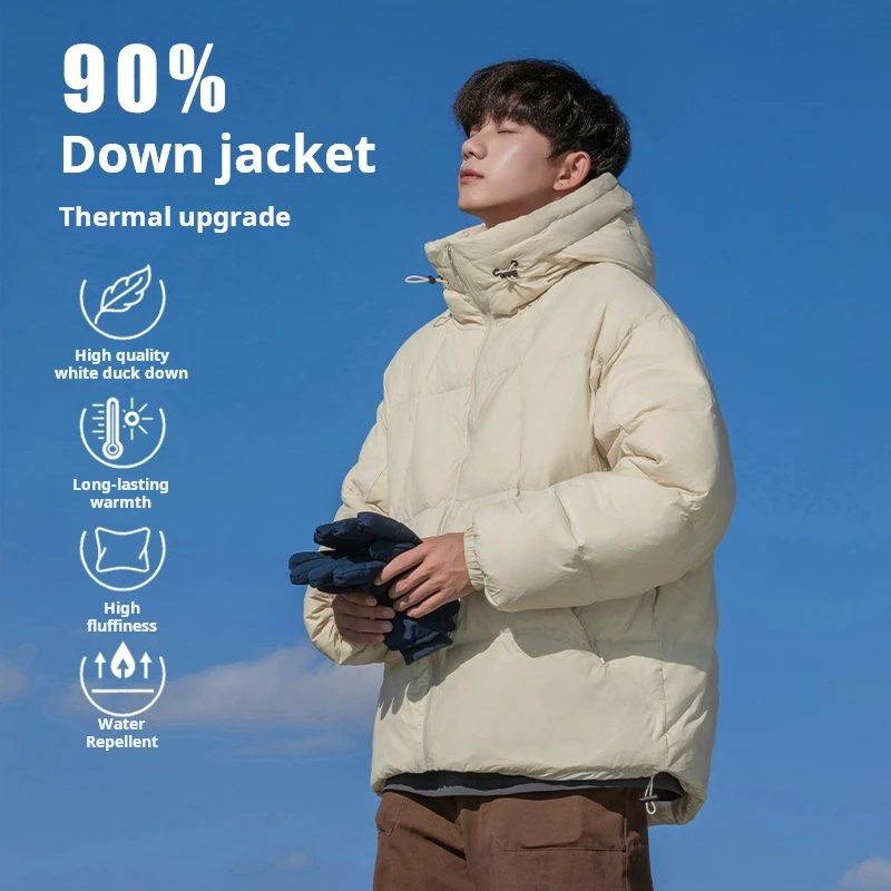 2024 Men's Winter down jacket High quality white duck down Padded Lightweight Plump Warm Waterproof Hooded down jacket