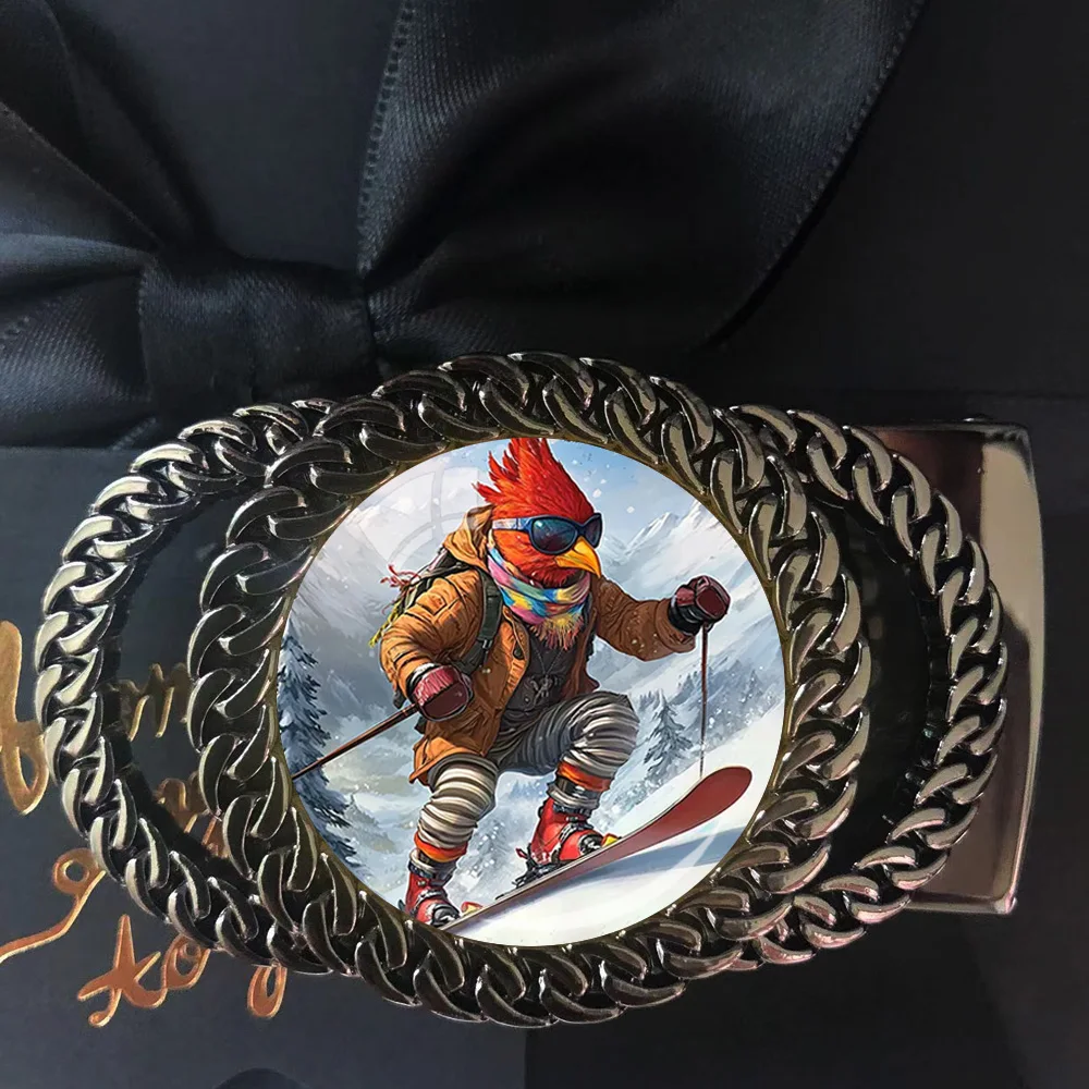 Rooster Pattern Automatic Ratchet Belt Buckle Novelty Animal Personalized Belt Accessory Perfect Gift for Friends