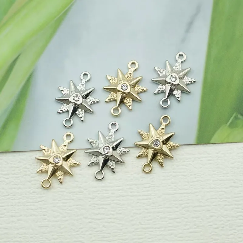 10PCS Factory-produced In Stock Snowflake Hexagram Connector DIY Alloy Accessory Semi-finished Material Jewelry Wholesale