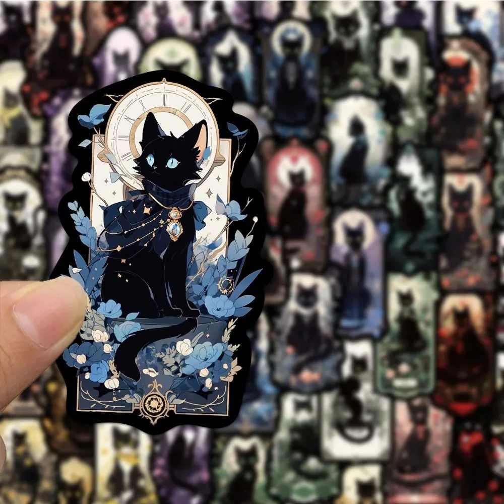 10/30/50pcs Gothic Dark Black Cat Stickers Aesthetic Tarot Goth Waterproof Decal for Water Bottles Laptop Guitar Cool Sticker