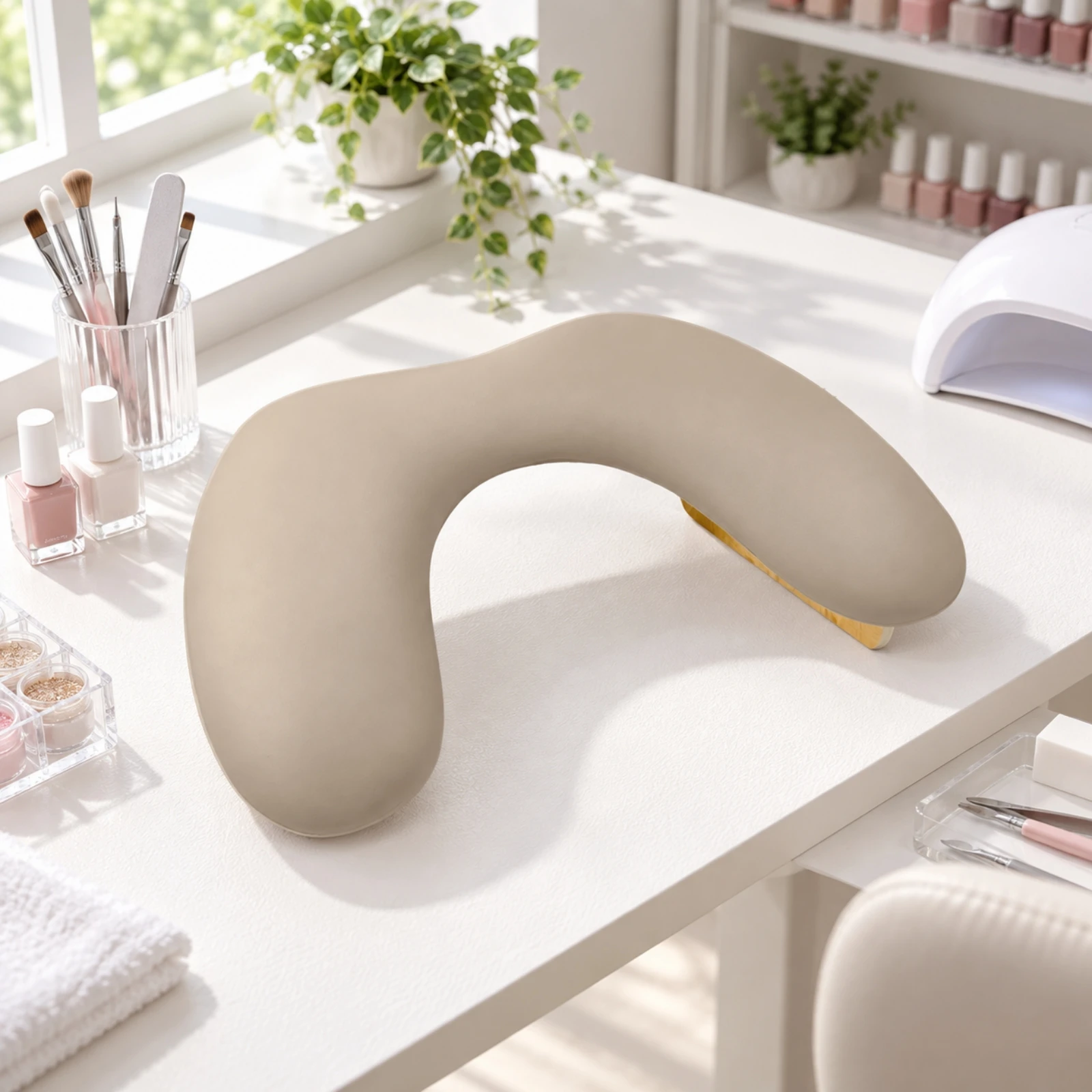 Manicure Hand Rest with Detachable Wooden Legs Supportive U-Shaped Manicure Hand Rest Portable Lightweight
