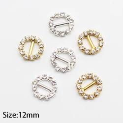 10pcs12mm Mini Small Round Metal Rhinestone Slide Button Diy Wedding Bow Decoration Accessories