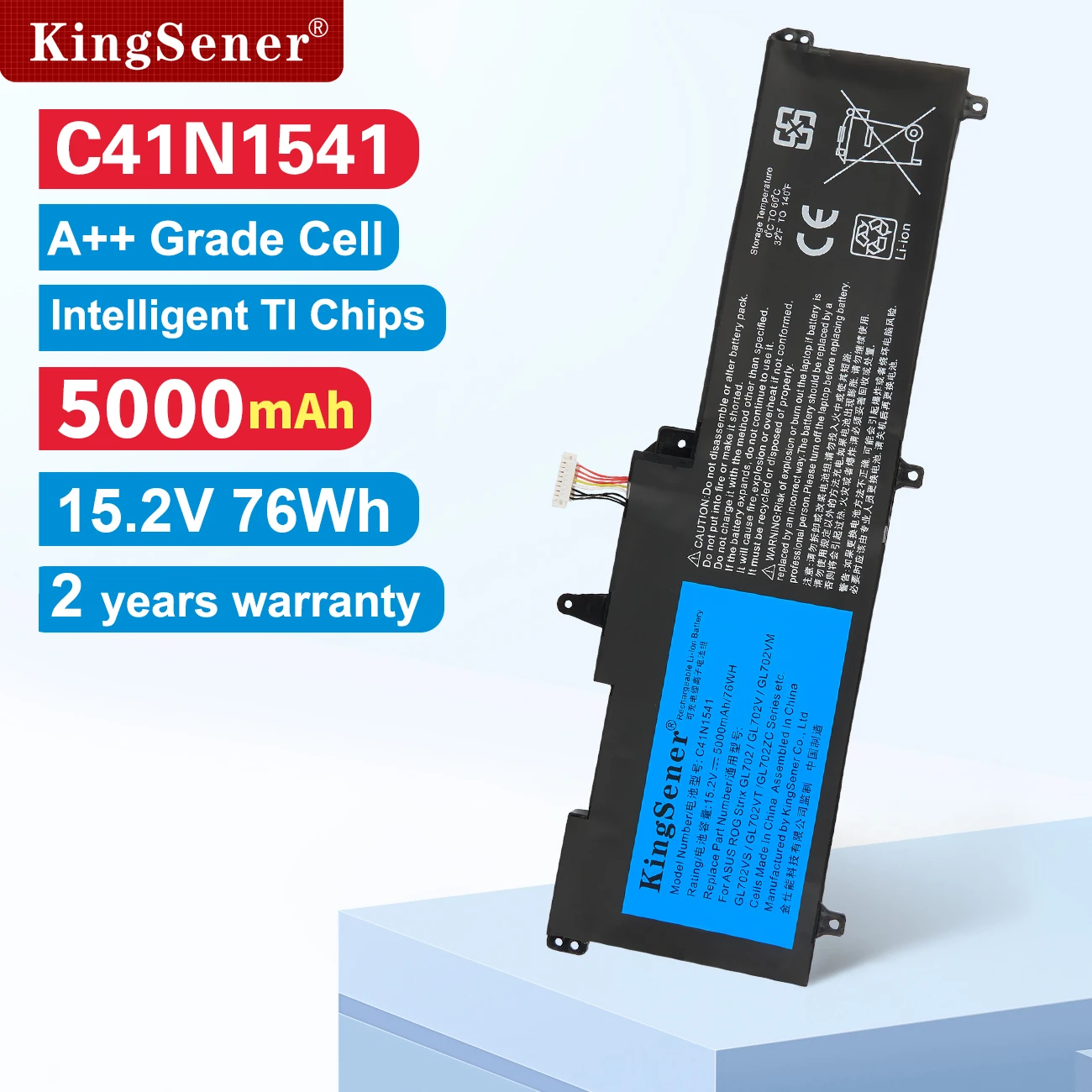 KingSener Battery baterai Laptop untuk ASUS ROG GL702 GL702V GL702VM GL702VS GL702VT GL702VM1A 15.2V 76WH