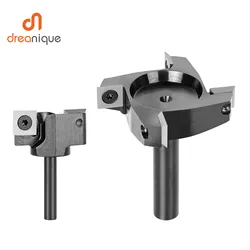 Dreanique 2-4 Flutes Wood Planer Bit 63.5mm Cutting Diameter 1/4 1/2 Inch Spoilboard Surfacing Router Bit Insert Carbide Slab