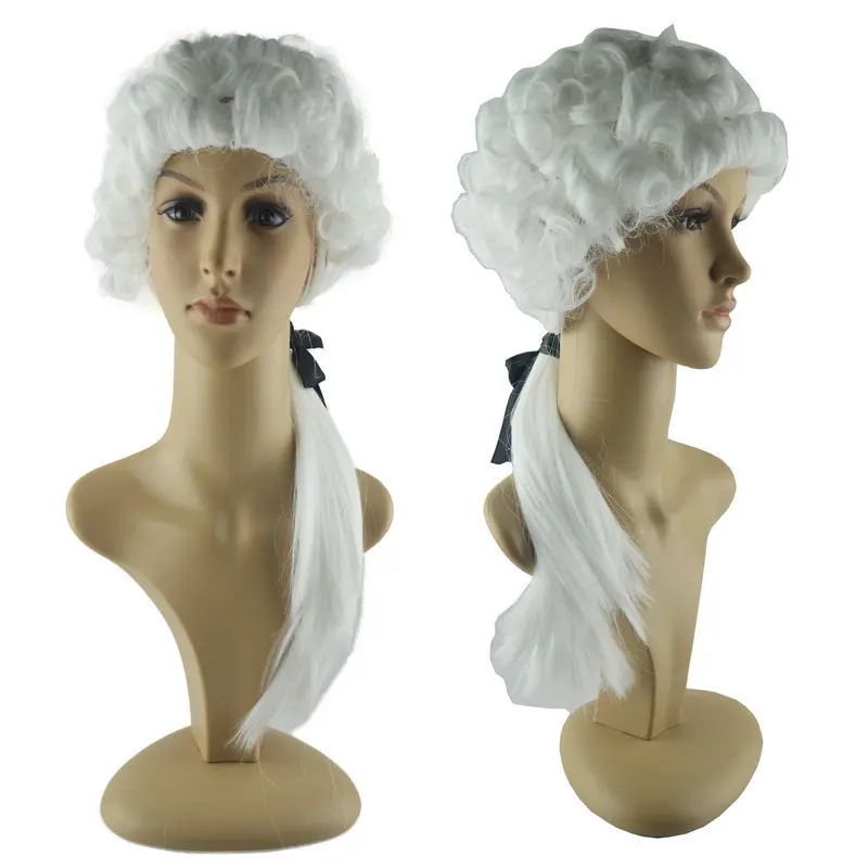 Halloween Headwear Performance Props Judge COS Movie White Gentleman Wig