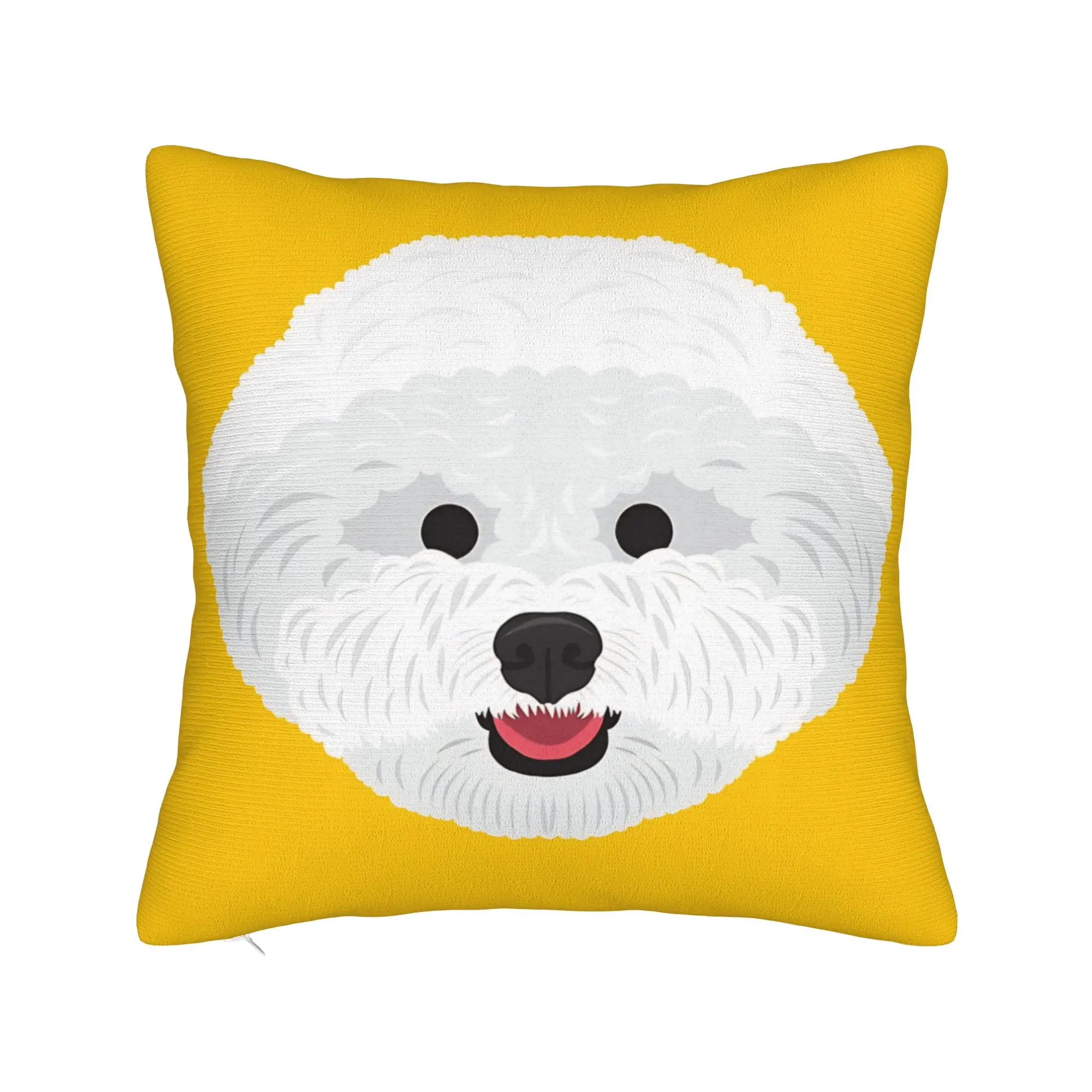 Cute Bichon Frise Pillow Cover  Comfy Cushion Cover Funny Pillow Case For Sofa Home Decor