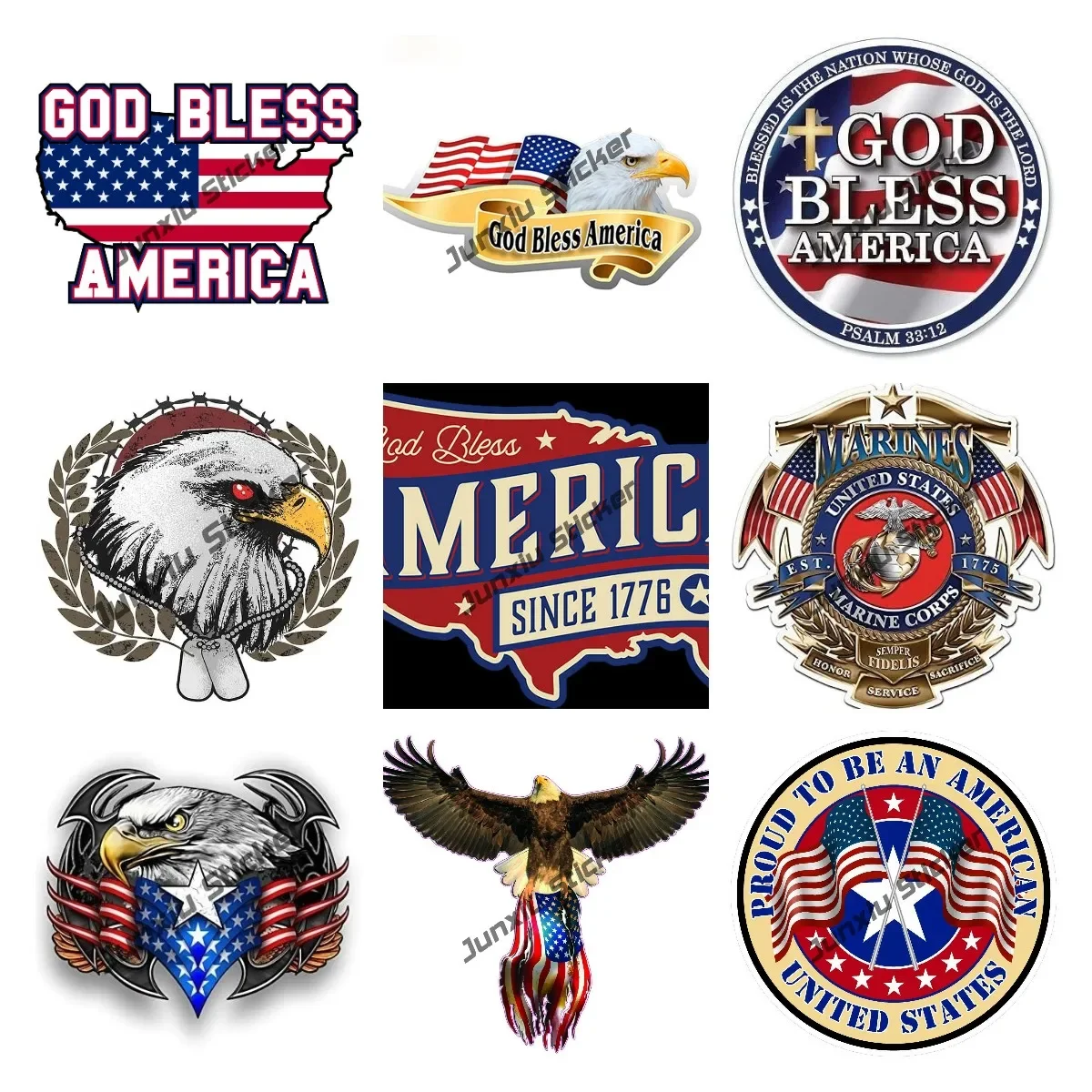 God Bless America Color Vinyl Decal Sticker Waterproof Car Accessories Motorcycle Helmet Creative Stickers Car Wrap Glue Sticker