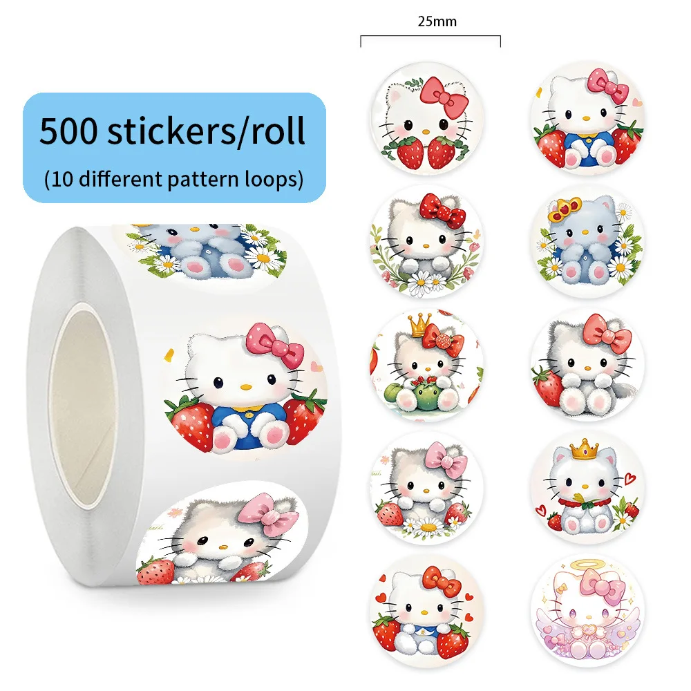 500/1000 Blatt niedliche Cartoon-KT-Katze-Aufkleber für Tagebuch, Gepäck, Auto, Scrapbooking, Geschenk, Belohnungen, Siegeletiketten, dekorative Aufkleber